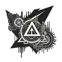 Cyberpunk-inspired hacker symbol incorporating elements of danger tattoo design idea