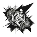 Cyberpunk-inspired hacker symbol incorporating elements of danger tattoo design idea