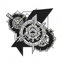 Cyberpunk-inspired hacker symbol incorporating elements of danger tattoo design idea