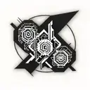 Cyberpunk-inspired hacker symbol incorporating elements of danger tattoo design idea