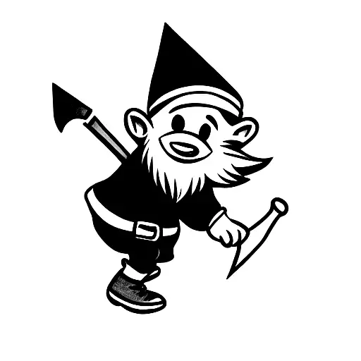 tiny goofy gnome with a knife tattoo design idea
