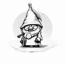 tiny goofy gnome with a knife tattoo design idea