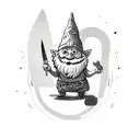 tiny goofy gnome with a knife tattoo design idea