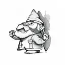 tiny goofy gnome with a knife tattoo design idea
