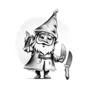 tiny goofy gnome with a knife tattoo design idea