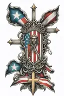 An intricate design incorporating symbols of Christianity and the Puerto Rican flag tattoo design idea