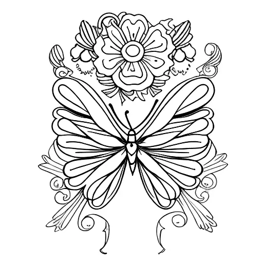 Incorporate a Christian cross with butterfly wings and flowers intertwined around it tattoo design idea