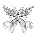 Incorporate a Christian cross with butterfly wings and flowers intertwined around it tattoo design idea