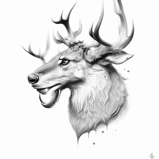 stag made of smoke tattoo design idea
