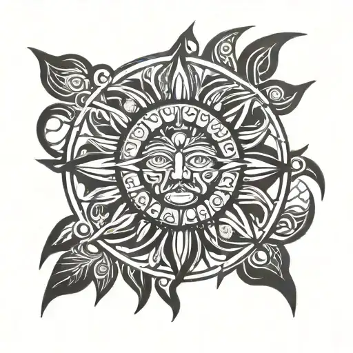 a simpering tribal sun tattoo design idea