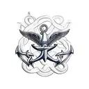navy tattoo, anchor clutched by eagle with USN underneath, tentacles holding trident, 2 swallows tattoo design idea
