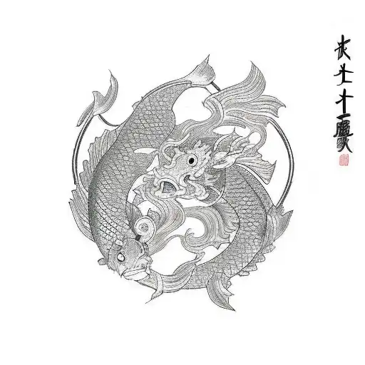 Koi fish swim through torii gate to become a Japanese dragon. From the brachioradialis to the chest. tattoo design idea