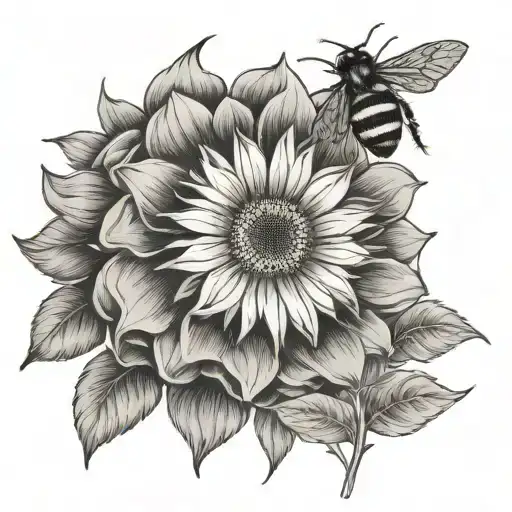 bee and sunflower tattoo design idea