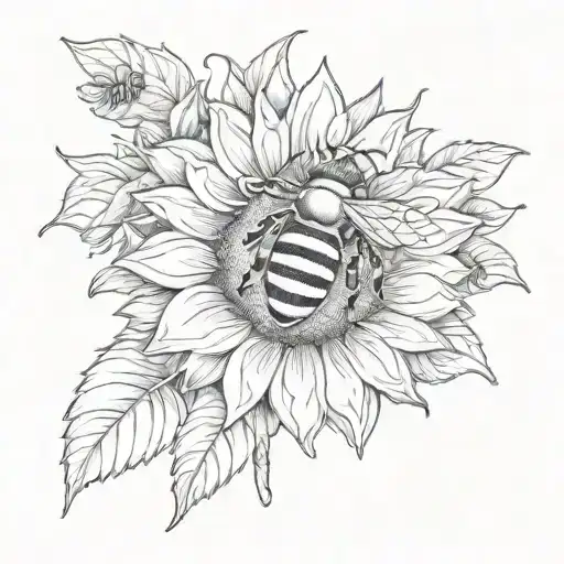 bee and sunflower tattoo design idea