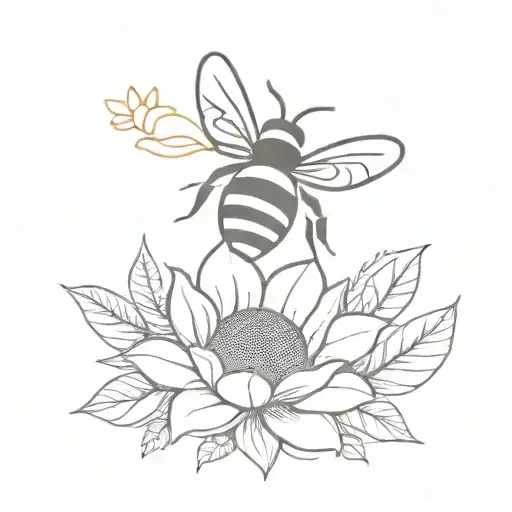 bee and sunflower tattoo design idea