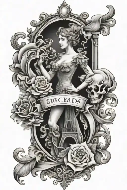 Sleeve tattoo with French imagery tattoo design idea