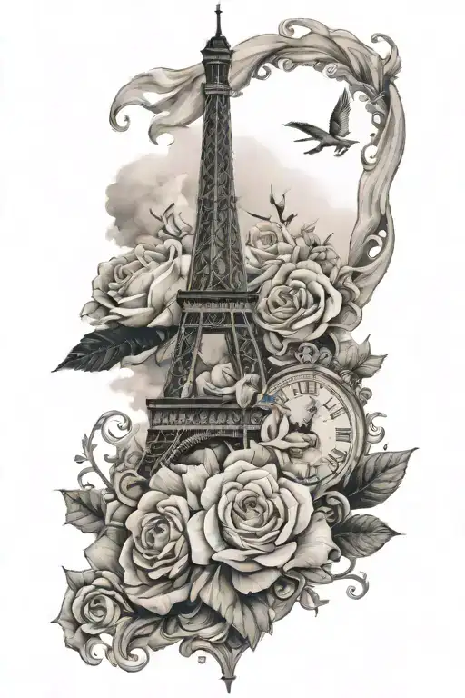 Sleeve tattoo with French imagery tattoo design idea
