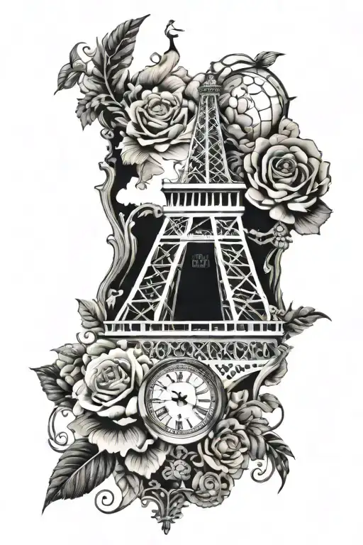 Sleeve tattoo with French imagery tattoo design idea
