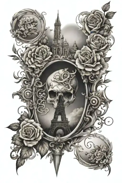 Sleeve tattoo with French imagery tattoo design idea