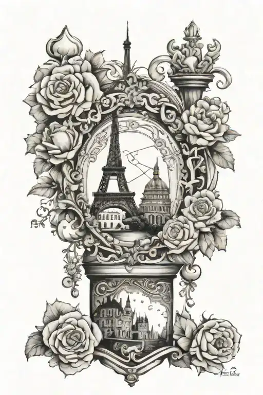Sleeve tattoo with French imagery tattoo design idea