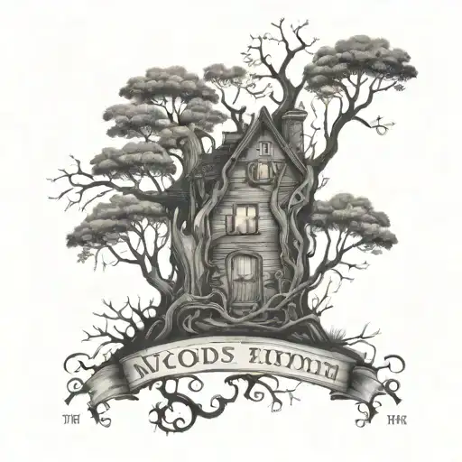 my last name Woods in a tim Burton style tattoo design idea