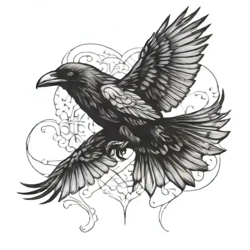 crow flying tattoo design idea