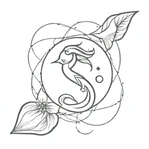 create a mini tattoo for the arm, with the zodiac signs of pisces, virgo and gemini, discrete, minimalistic, fine line s tattoo design idea