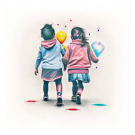mother kid tattoo for 4 daughters and 1 son tattoo design idea