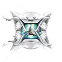 diving sleeve with shark treasure  tattoo design idea