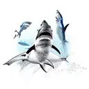 diving sleeve with shark treasure  tattoo design idea