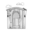a wooden gate with a wagon wheel in it and horse show latch and a license plate mounted "Back 4T" tattoo design idea