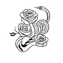 Snake with roses tattoo design idea