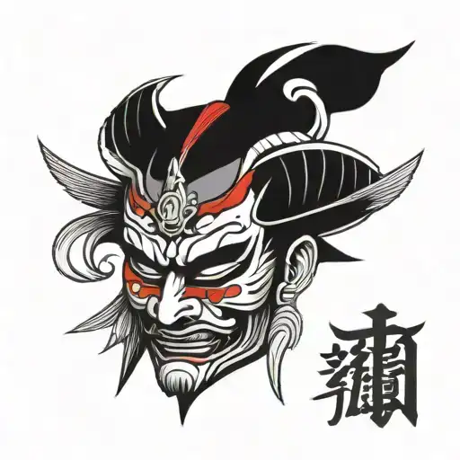 just a mask, a samurai mask tattoo design idea