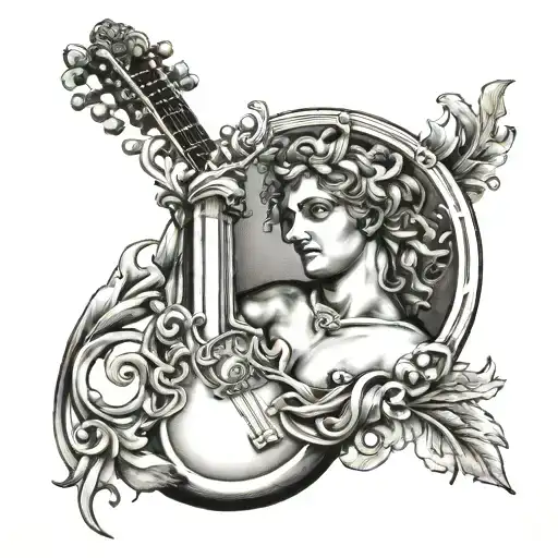 greek god apollo lyre sun tattoo design idea
