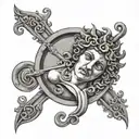 greek god apollo lyre sun tattoo design idea