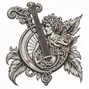 greek god apollo lyre sun tattoo design idea
