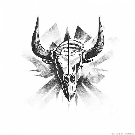 Montana state border with bison skull tattoo design idea