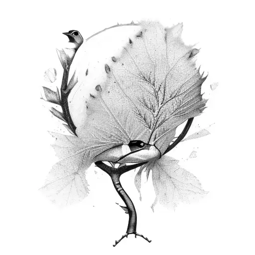 magpie, Aspen leaf, frog tattoo design idea