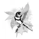 magpie, Aspen leaf, frog, tortoise  tattoo design idea