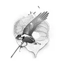 magpie, Aspen leaf, frog, tortoise  tattoo design idea