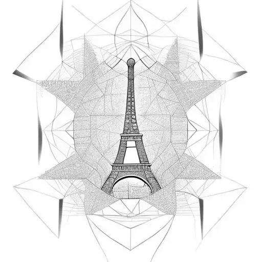 voyage, tour eiffel, feuille érable  tattoo design idea