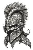 sparta helmet and a dragon flying tattoo design idea
