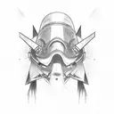 air force mask and fighter jet flying upwards tattoo design idea