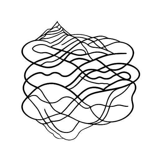 A simple outline of a mountain range with a winding bike path running through it, representing a passion for biking and exploring the outdoors tattoo design idea