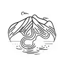 A simple outline of a mountain range with a winding bike path running through it, representing a passion for biking and exploring the outdoors tattoo design idea