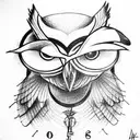 owl with a compass tattoo design idea
