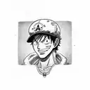 Ace One Piece character wearing a developer hat tattoo design idea