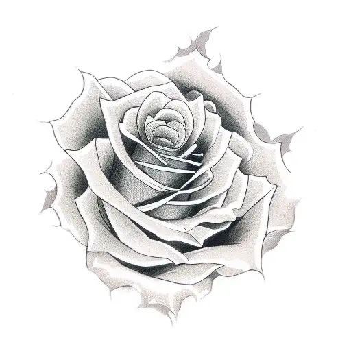 Rose, hojas, ramas tattoo design idea