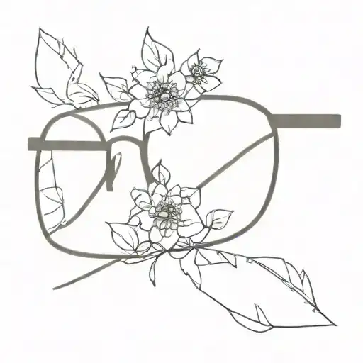 eyeglass with flowers  tattoo design idea