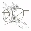 eyeglass with flowers  tattoo design idea